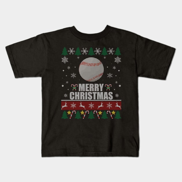 Christmas Baseball Ball Kids T-Shirt by Sleazoid